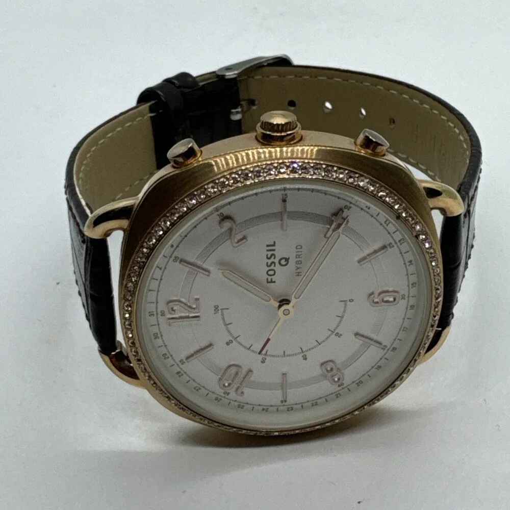 Fossil FTW1208 Women's Brown Leather White Analog Dial Hybrid Smartwatch AEA421